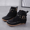 Round Head Side Zipper Flat Bottom Boots