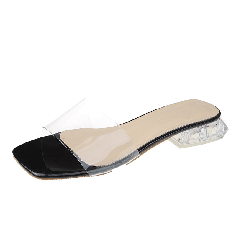 Mid-Heeled Shoes with Thick Heel and Elegant Style