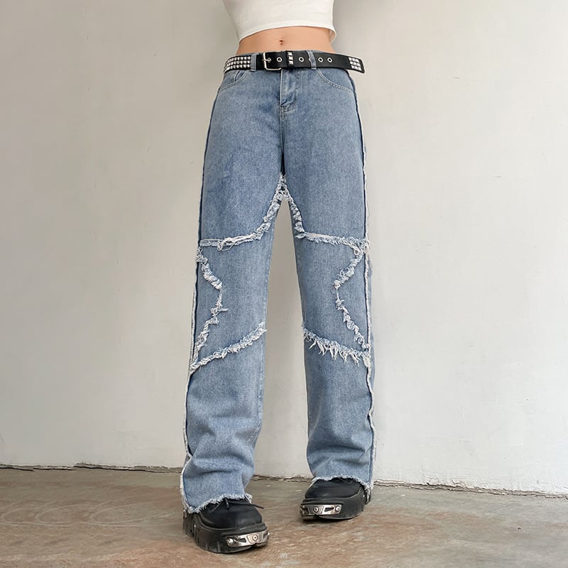 Raw Edge Symmetrical Pentagram Casual Trousers