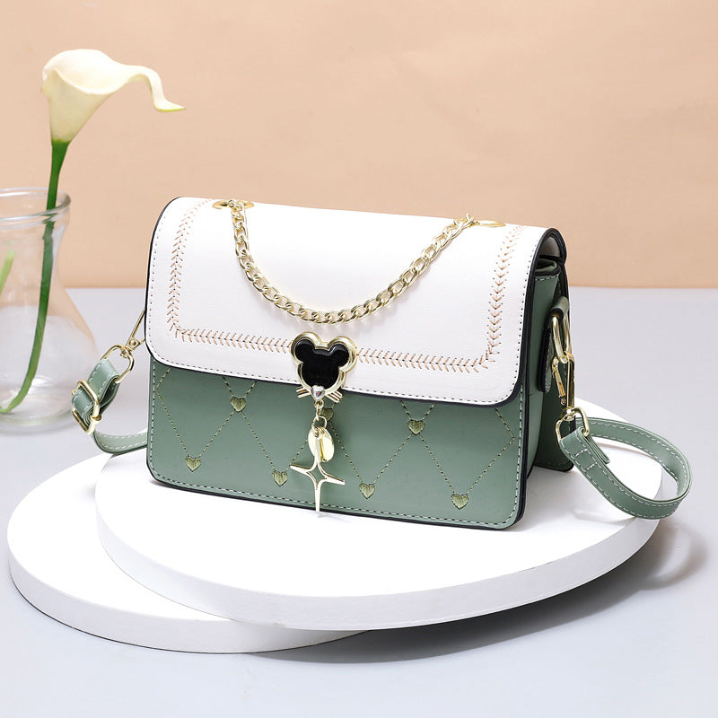 Women's Crossbody Bag with Heart Embroidery Pendant