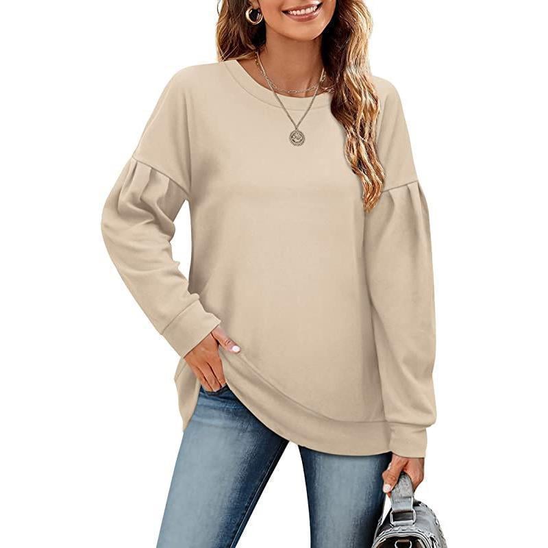Solid Color Round Neck Women's Sweatshirt