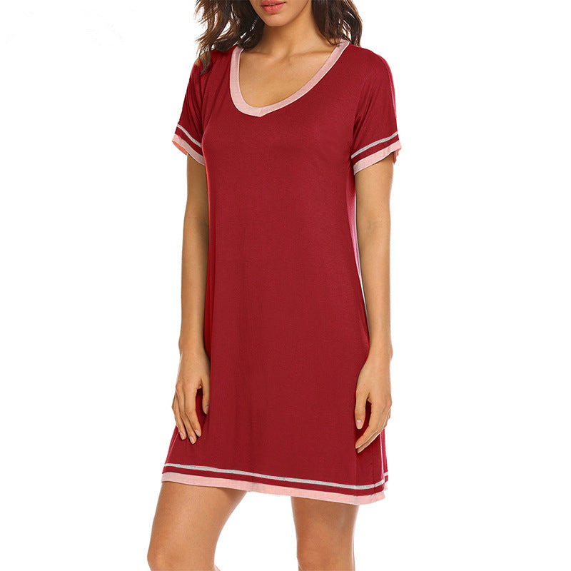 Stitched Loose Fit Short Sleeve Dress