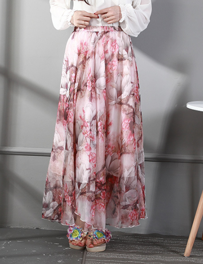 Bohemian Half-Length Printed Chiffon Beach Skirt