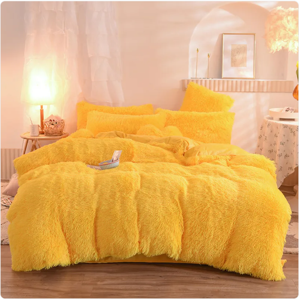 Luxury Plush Fleece Bedding Set - Queen & King Sizes, Warm Quilt Cover & Pillowcases