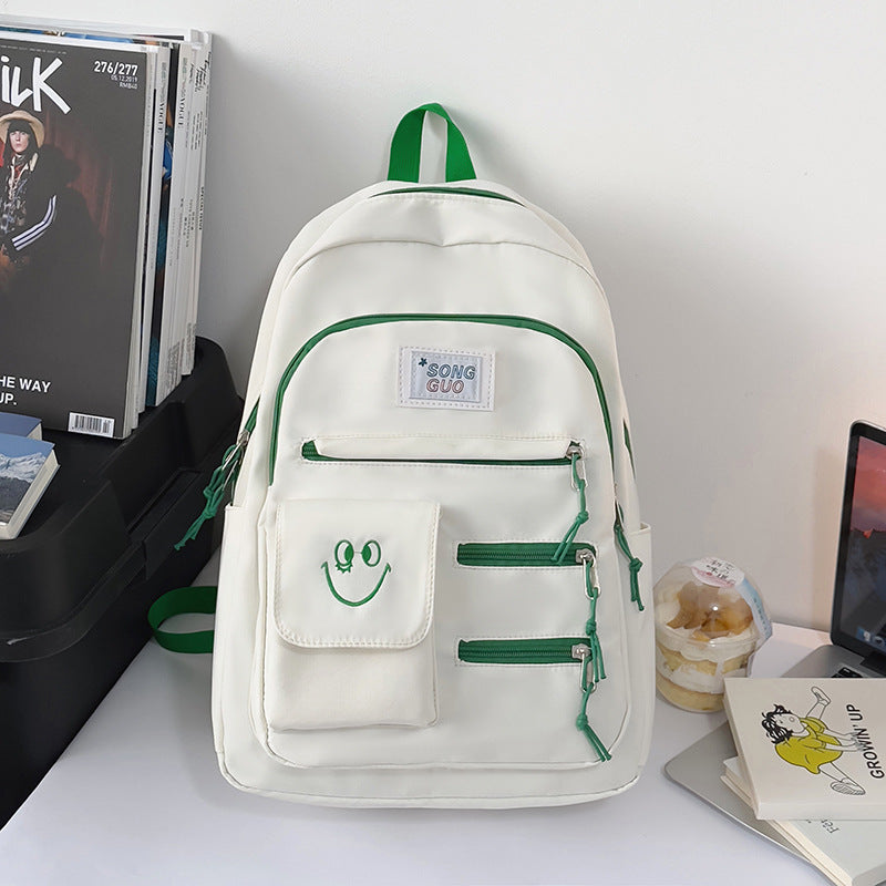 Fashionable Women's Large-Capacity Contrast Color Backpack