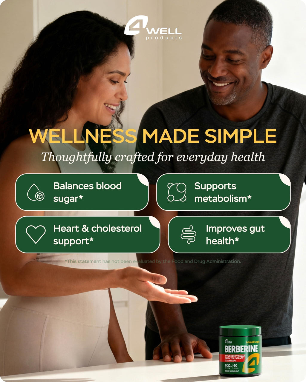 Berberine HCL 1200mg & Japanese Green Tea Extract 150mg Supplement for Metabolic Support with Apple Cider Vinegar & Goldenseal Body Composition Digestive & Immune Support 60 Capsules