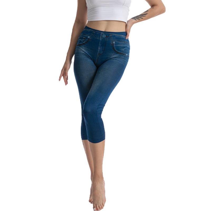 Cropped Women's Faux Denim Leggings
