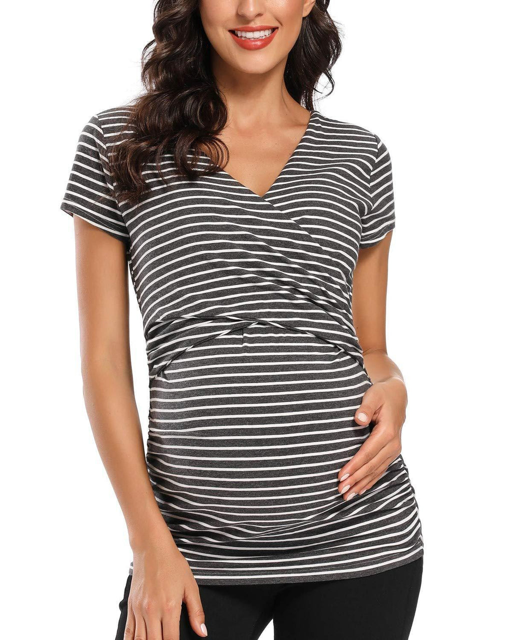 Polka Dot Print Cross Nursing T-Shirt for Maternity