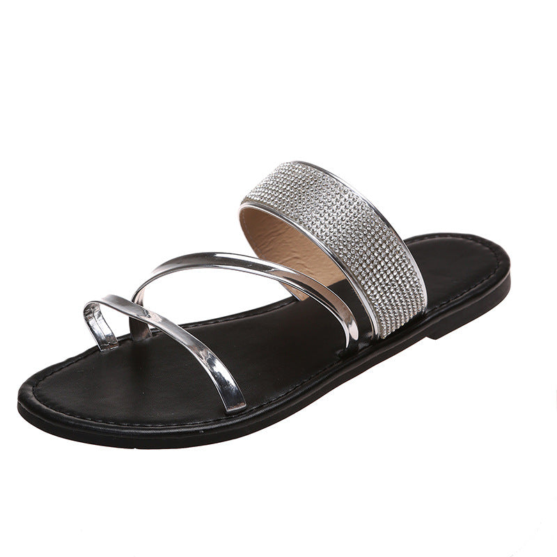 Women's Large Size Rhinestone Summer Sandals and Slippers