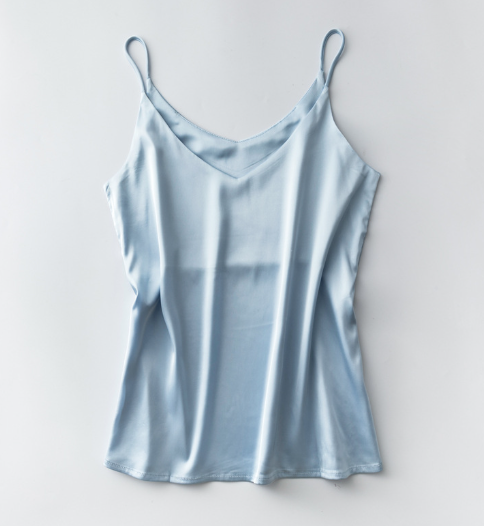 Silk V-Neck Sleeveless Top for Women, Short Length