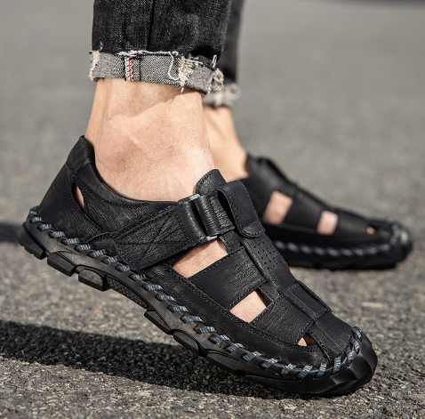 Men's Genuine Leather Non-Slip Beach Sandals