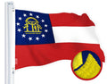 G128 Georgia State Flag  4x6 Ft  StormFlyer Series Embroidered 220GSM Spun Polyester  Embroidered Design, Indoor/Outdoor, Brass Grommets, Heavy Duty, All Weather