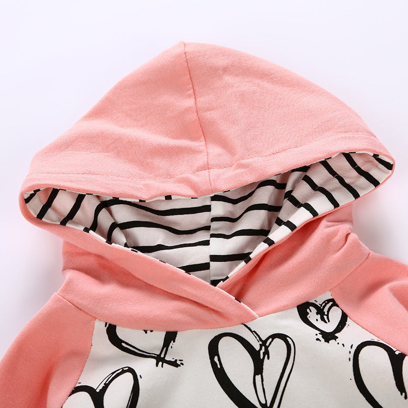 2020 Spring Autumn Kids Hoodie Heart Outfit Set