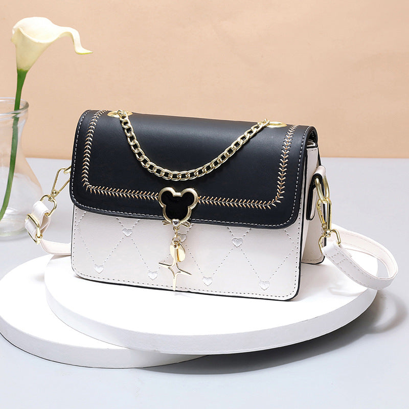 Women's Crossbody Bag with Heart Embroidery Pendant