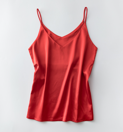 Silk V-Neck Sleeveless Top for Women, Short Length