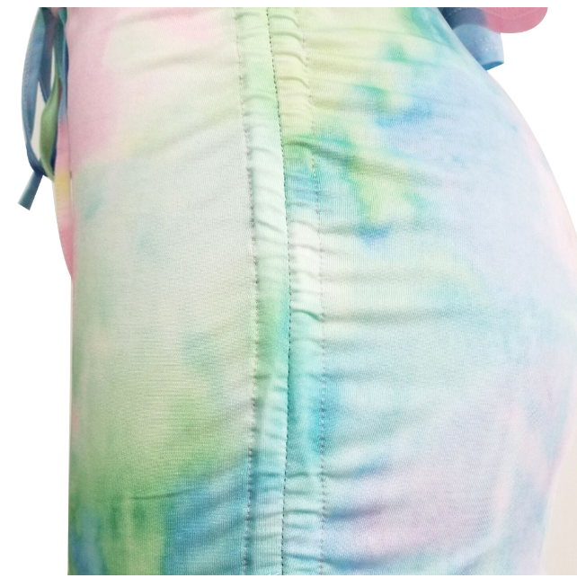 Camo Print Ruffle Hem Jumpsuit with Drawstring Pants