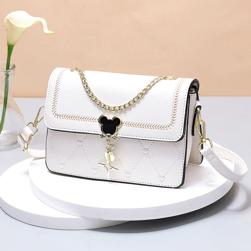 Women's Crossbody Bag with Heart Embroidery Pendant