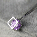 Diamond-Studded Cube Pendant Necklace for Women