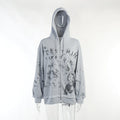 Knitted Loose Hoodie with Butterfly Print