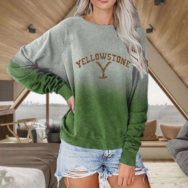 Yellowstone 3D Printed Long-sleeved Round Neck Top