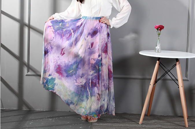 Bohemian Half-Length Printed Chiffon Beach Skirt