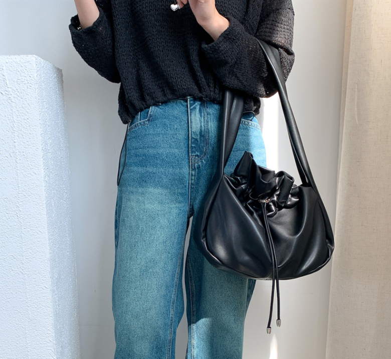 Trendy Soft Leather Ruched Cloud Bag for Women