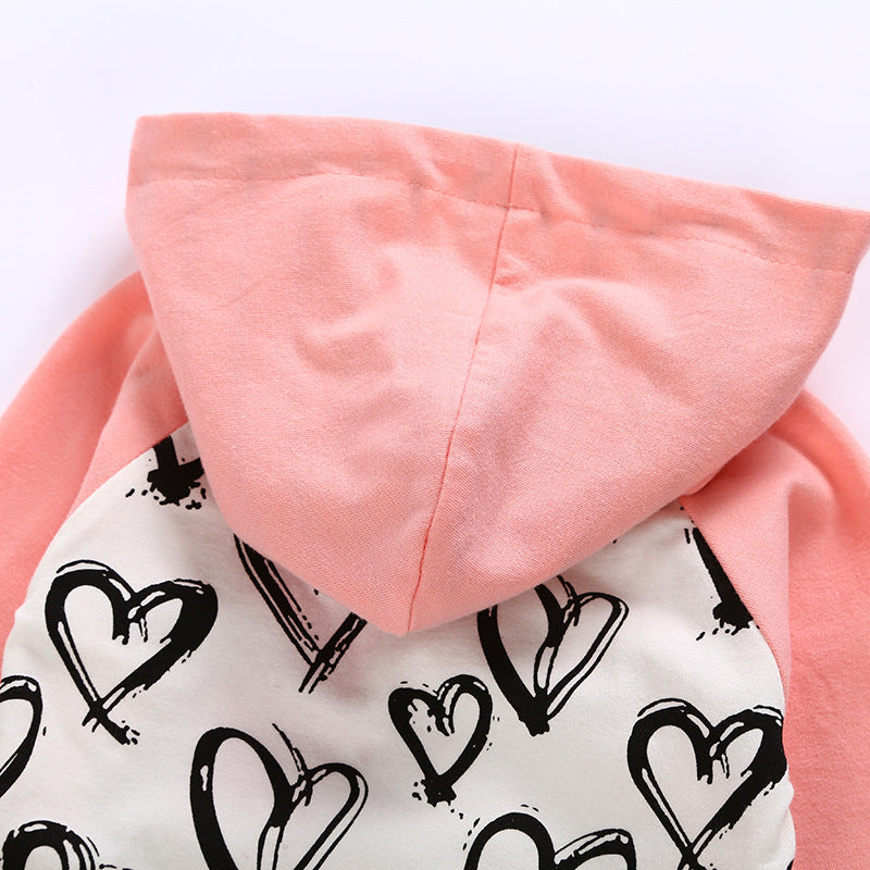 2020 Spring Autumn Kids Hoodie Heart Outfit Set