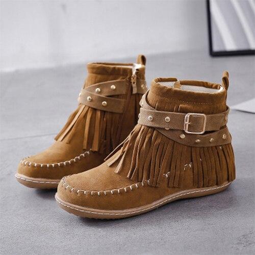 Round Head Side Zipper Flat Bottom Boots