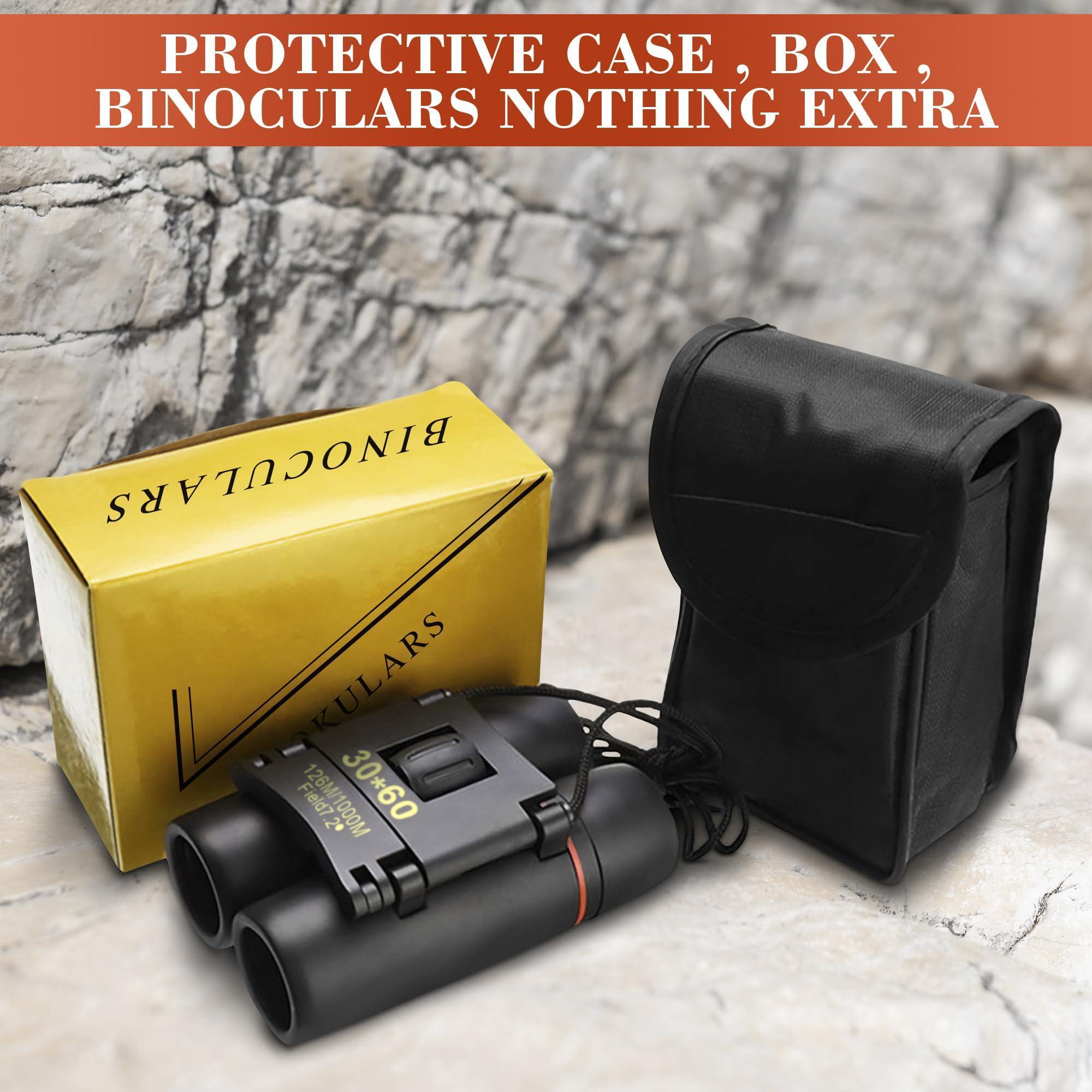 30x60 Travel Binoculars for Bird Watching Small Binoculars for Adults with 126M 1000M Wide Field of View 7.2° Angle & Storage Bag Designed for Hiking Birdwatching and Outdoor Adventures