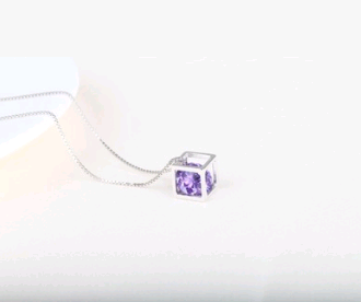 Diamond-Studded Cube Pendant Necklace for Women