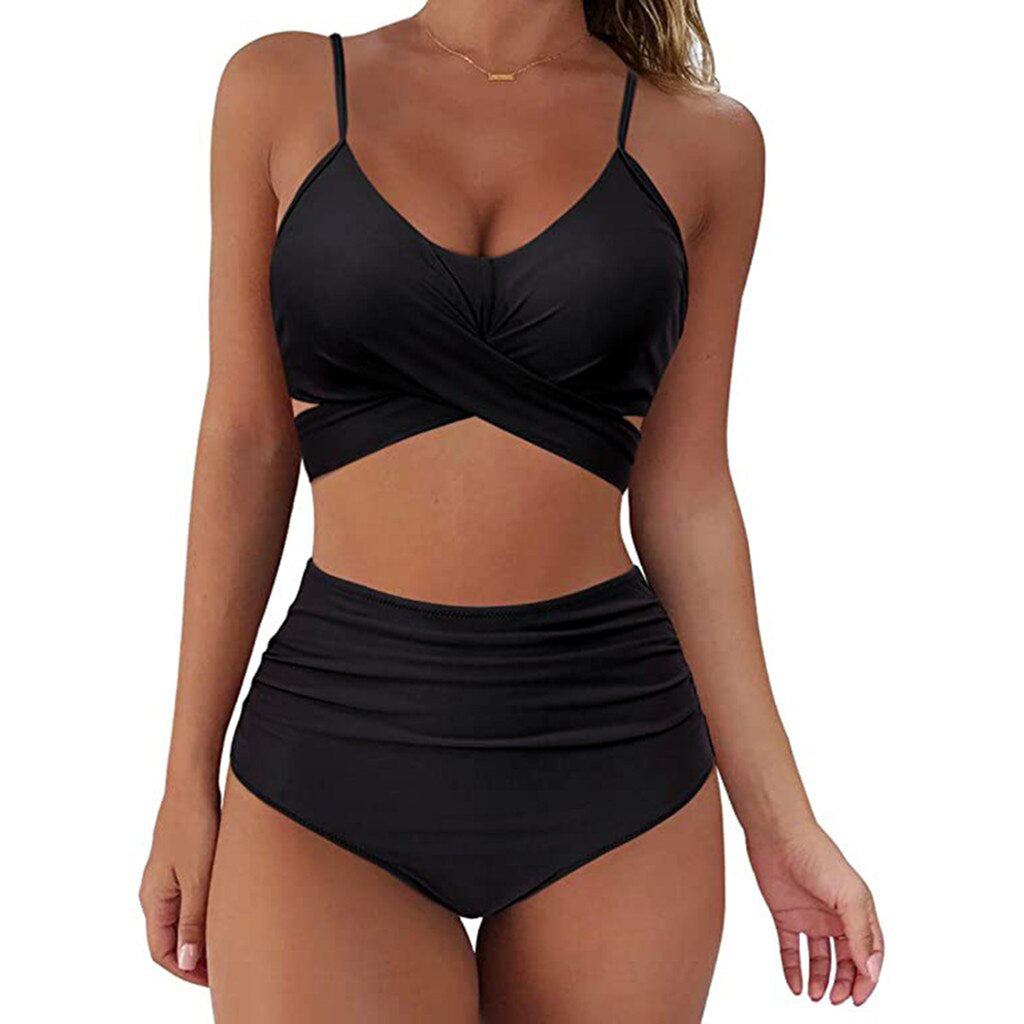 2023 Leopard Print High-Waisted Bikini Set