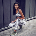 Printed Sports Yoga Set - Slim Fit Black and White