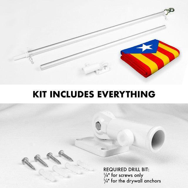Flag Pole 6FT Silver Tangle Free & Blue Estelada Flag 3x5 Ft Combo Printed 150D Polyester By G128
