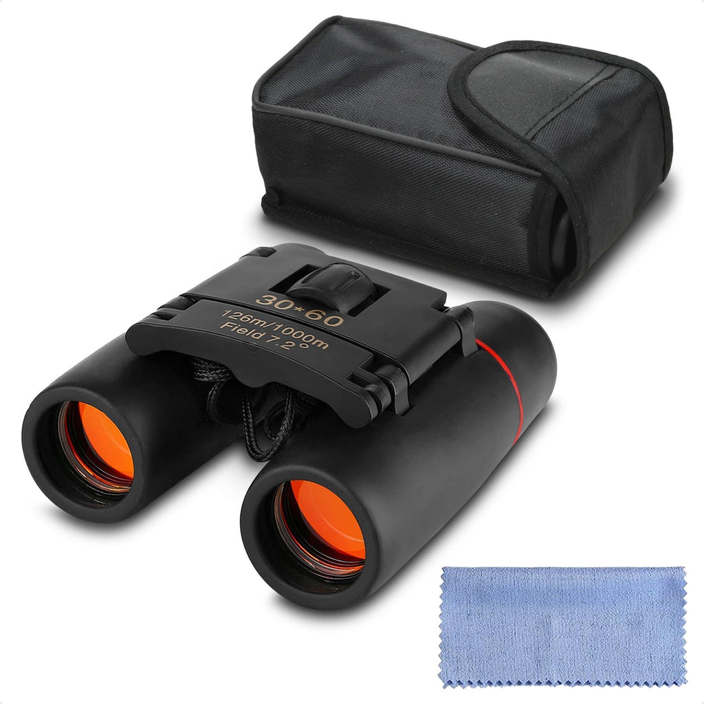 30x60 Travel Binoculars for Bird Watching Small Binoculars for Adults with 126M 1000M Wide Field of View 7.2° Angle & Storage Bag Designed for Hiking Birdwatching and Outdoor Adventures