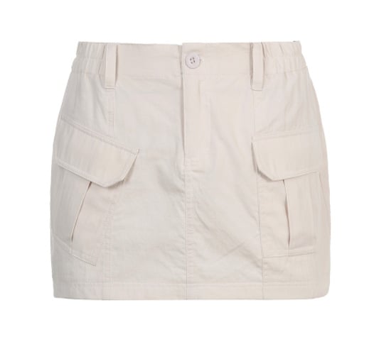 Pocket Stitching Army Green A-Line Woven Skirt
