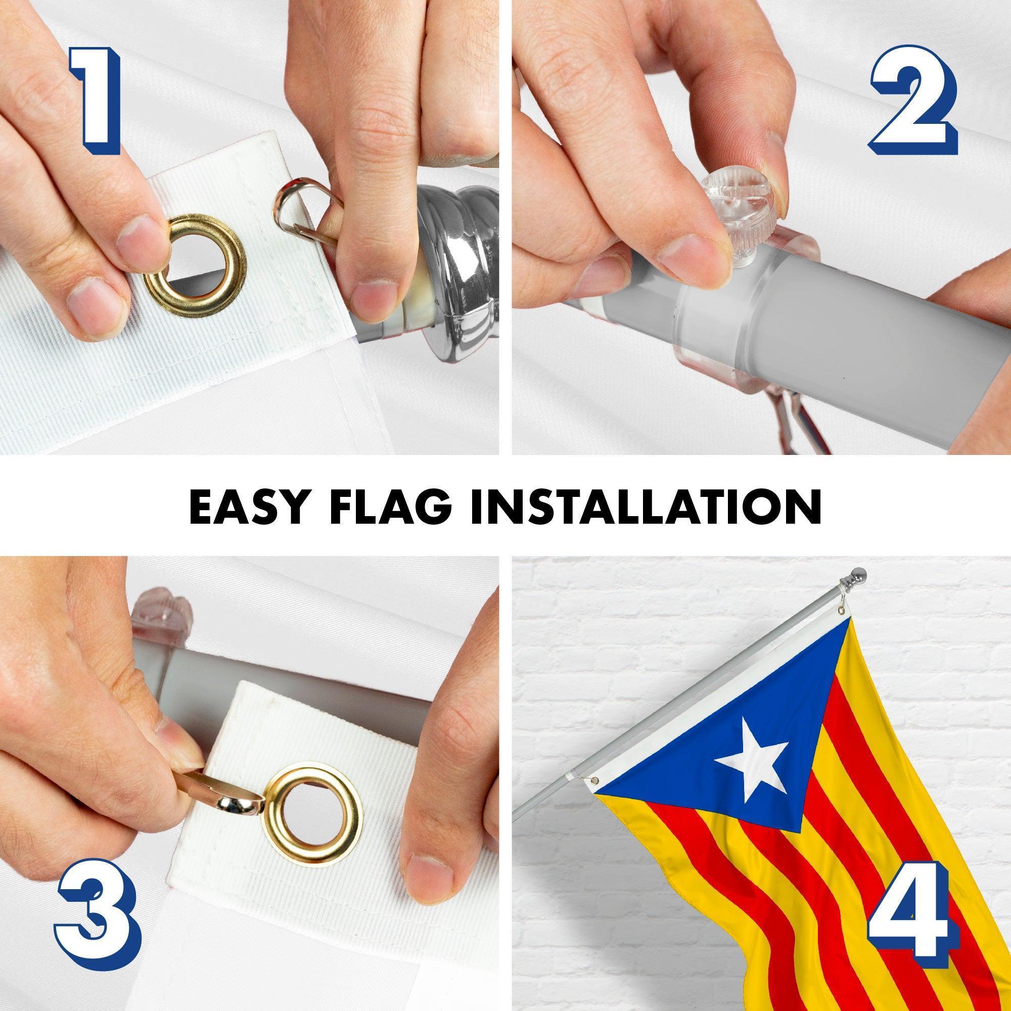 Flag Pole 6FT Silver Tangle Free & Blue Estelada Flag 3x5 Ft Combo Printed 150D Polyester By G128