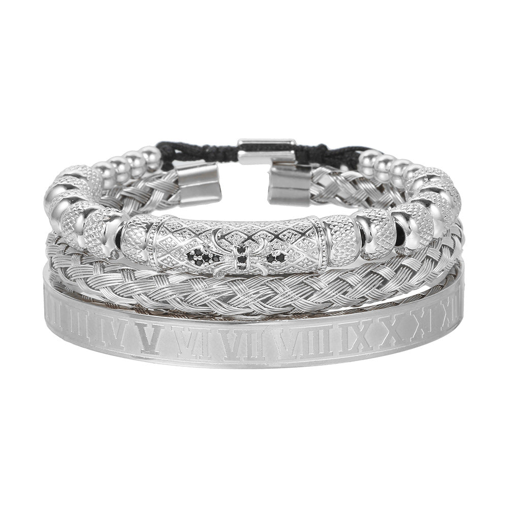 Vintage Woven Lace Bracelet with Zircon Accents