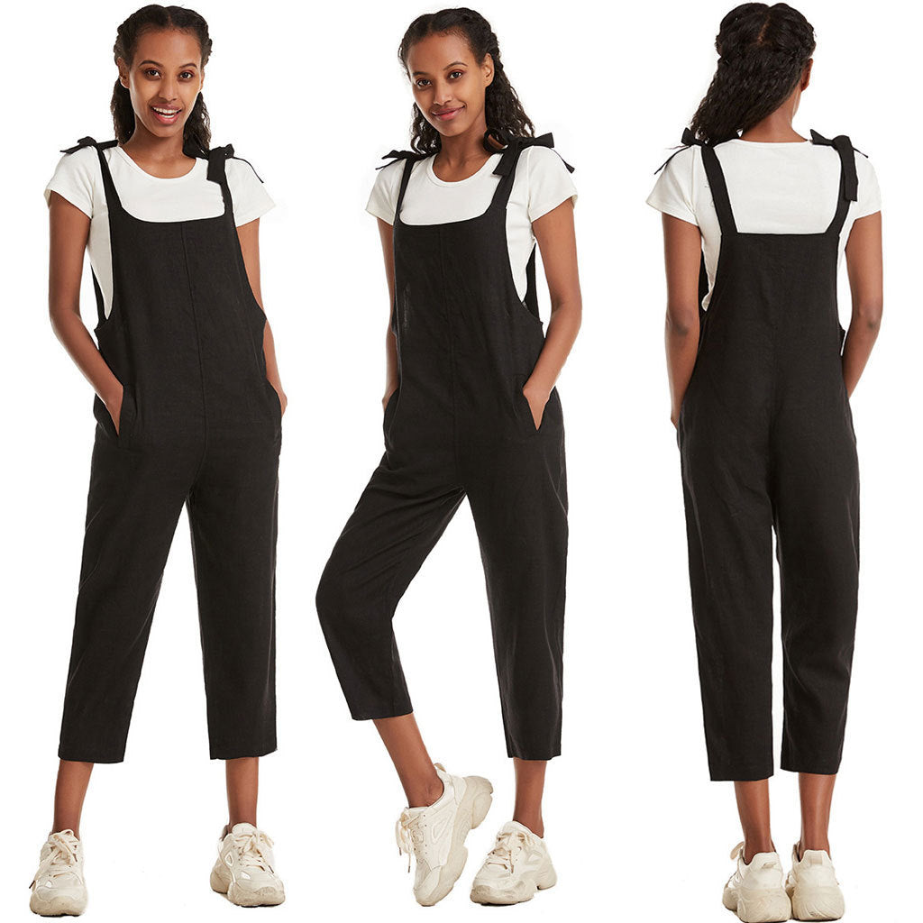 Versatile Strap Jumpsuit with Cropped Pants