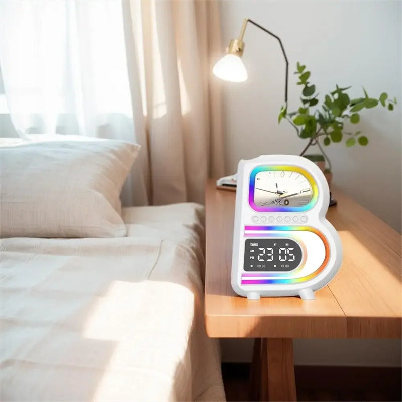 B-Shaped Bluetooth Speaker with Wireless Charger & Alarm