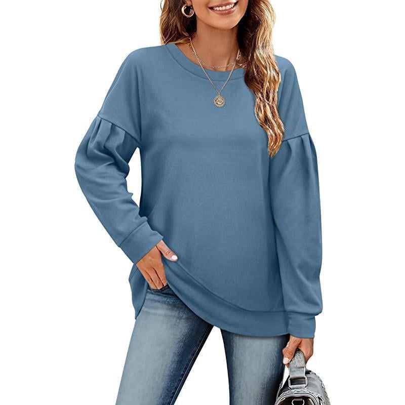 Solid Color Round Neck Women's Sweatshirt