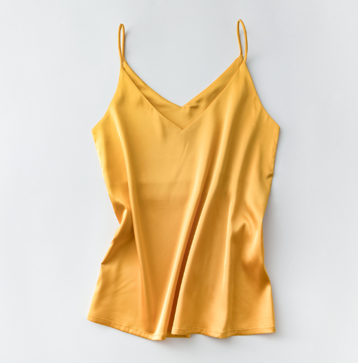 Silk V-Neck Sleeveless Top for Women, Short Length