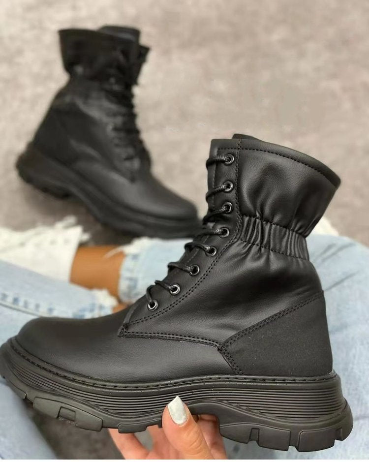Winter Solid Color Mid-tube Viscose Martin Boots for Women