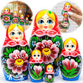 Traditional Russian Nesting Dolls Set 5 pcs Handmade Babushka Nesting Dolls with Flowers Matryoshka Doll with Flower Decororations Munecas Rusas