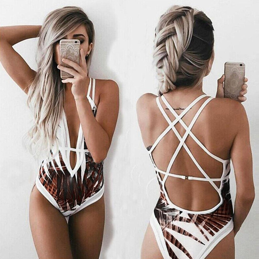 Crossed String Bikini Swimsuit for Women - Multicolor
