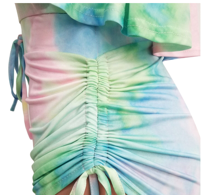 Camo Print Ruffle Hem Jumpsuit with Drawstring Pants