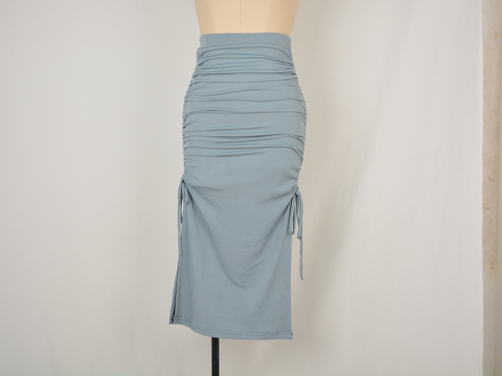 Women's Pleated Midi Skirt with Side Slit