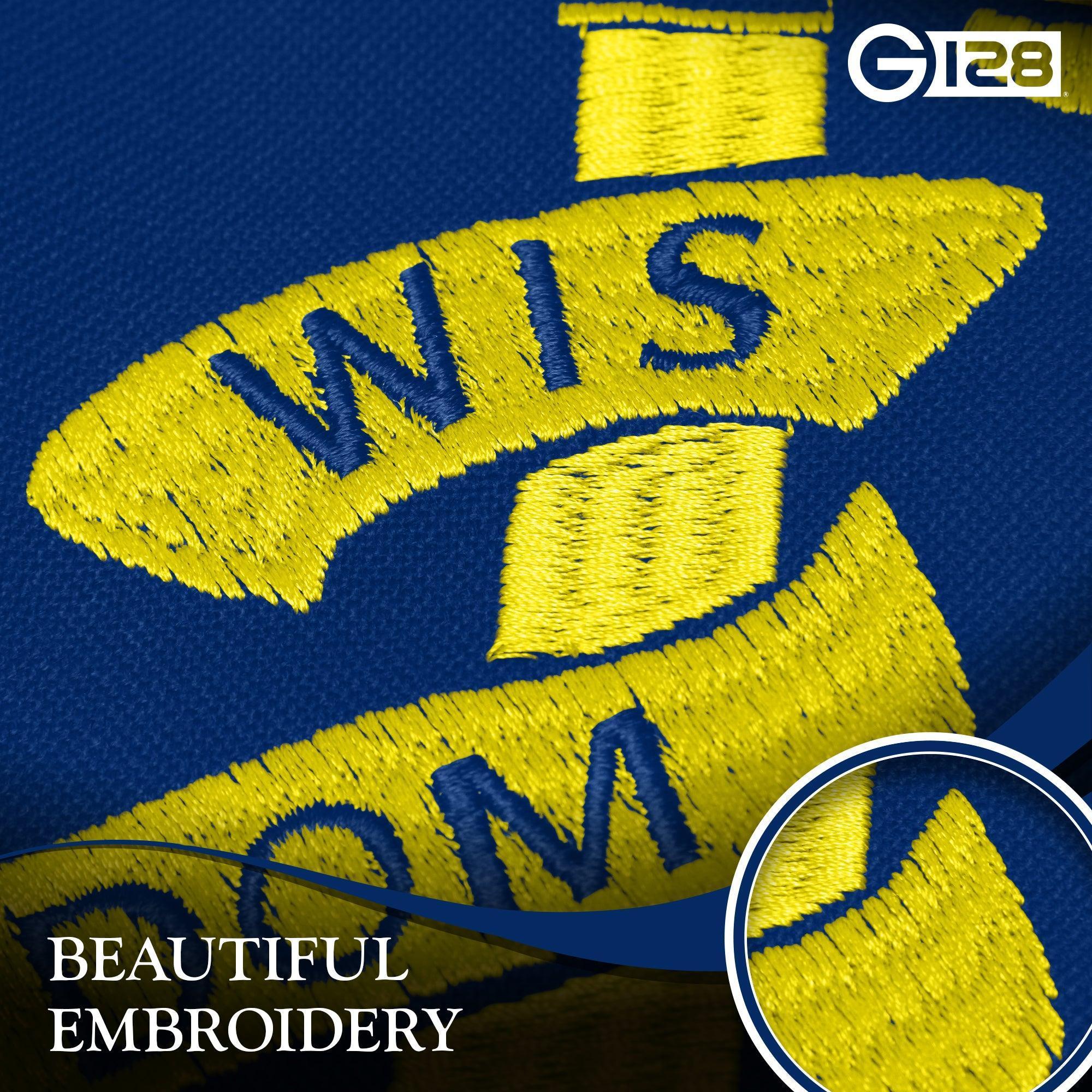 G128 Georgia State Flag  5x8 Ft  StormFlyer Series Embroidered 220GSM Spun Polyester  Embroidered Design, Indoor/Outdoor, Brass Grommets, Heavy Duty, All Weather
