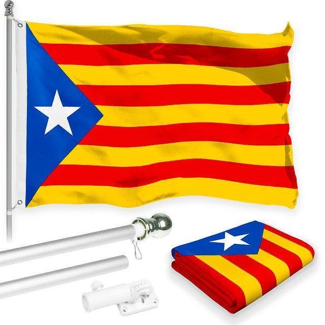 Flag Pole 6FT Silver Tangle Free & Blue Estelada Flag 3x5 Ft Combo Printed 150D Polyester By G128