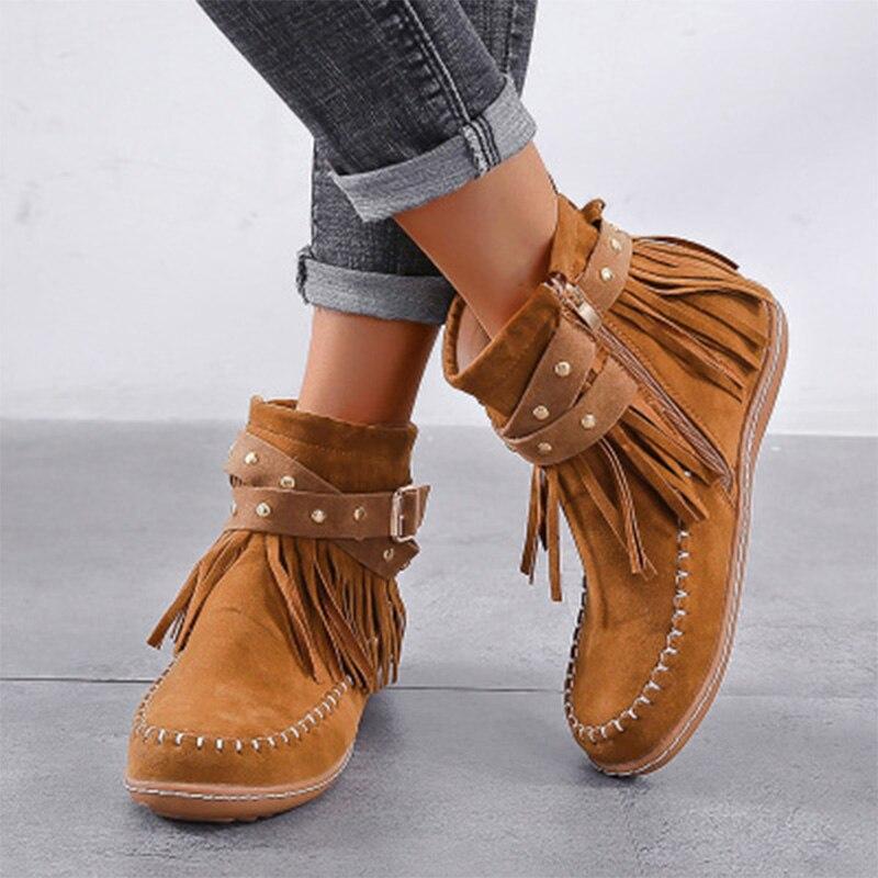 Round Head Side Zipper Flat Bottom Boots