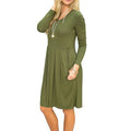 Graceful Fashionable Pleated Round-neck Long-sleeve Dress